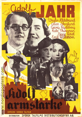 Adolf Armstarke 1937 movie poster Elof Ahrle Weyler Hildebrand Georg Rydeberg Alice Skoglund Sigurd Wallén