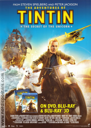 The Adventures of Tintin DVD 2011 video poster Tintin Steven Spielberg