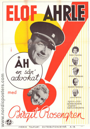 Åh en sån advokat 1940 movie poster Elof Ahrle Signe Wirff Birgit Rosengren Gösta Rodin