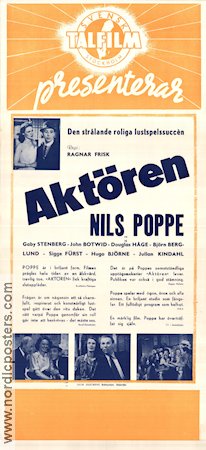 Aktören 1943 movie poster Nils Poppe Gaby Stenberg Björn Berglund Ragnar Frisk