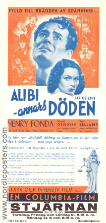 Alibi annars döden 1939 poster Maureen O´Sullivan Henry Fonda Ralph Bellamy John Brahm