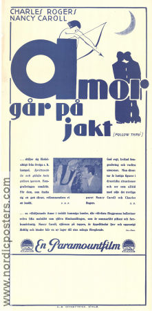 Amor går på jakt 1930 poster Charles Buddy Rogers Nancy Carroll Zelma O´Neal Lloyd Corrigan Musikaler