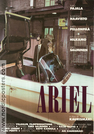 Ariel 1988 movie poster Turo Pajala Susanna Haavisto Aki Kaurismäki Cars and racing Finland
