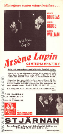 Arsene Lupin gentlemannatjuven 1938 poster Melvyn Douglas Virginia Bruce Warren William George Fitzmaurice