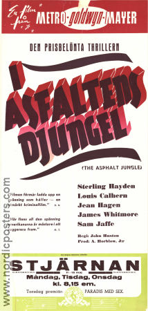 Asfaltens djungel 1950 poster Sterling Hayden Louis Calhern Jean Hagen John Huston Film Noir