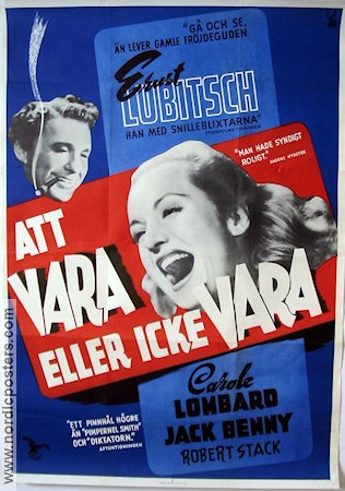 To Be or Not to Be 1947 movie poster Carole Lombard Jack Benny Ernst Lubitsch Find more: Nazi