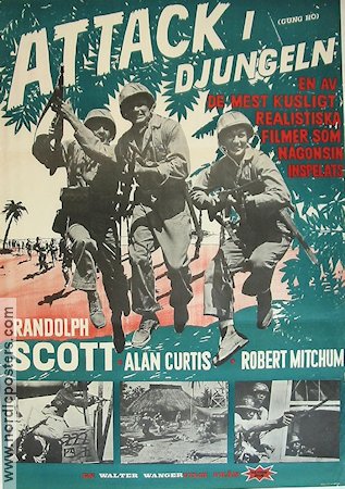 Gung Ho 1943 movie poster Randolph Scott Alan Curtis Robert Mitchum War