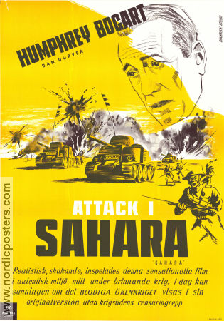 Sahara 1943 movie poster Humphrey Bogart Bruce Bennett J Carrol Naish Zoltan Korda Find more: Africa War