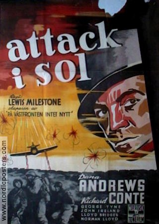 Attack i sol 1948 poster Dana Andrews Richard Conte John Ireland Lloyd Bridges Lewis Milestone Krig