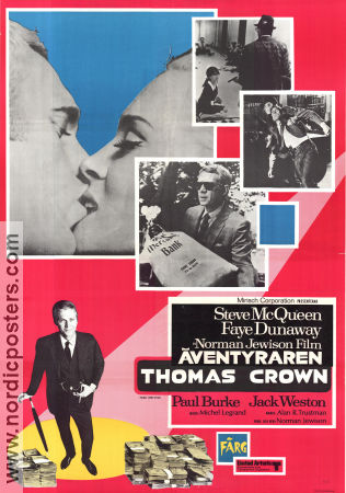 The Thomas Crown Affair 1968 movie poster Steve McQueen Faye Dunaway Norman Jewison