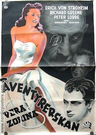 I Was an Adventuress 1942 movie poster Vera Zorina Erich von Stroheim Richard Greene Peter Lorre Gregory Ratoff