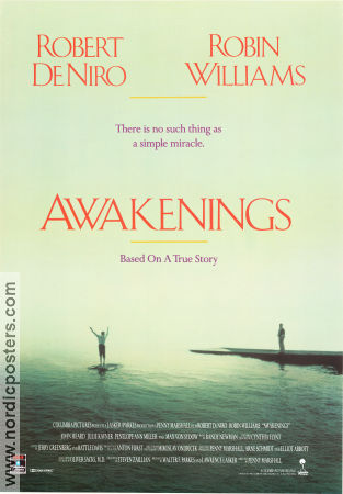 Awakenings 1990 poster Robert De Niro Robin Williams Julie Kavner Penny Marshall Beach Medicine and hospital
