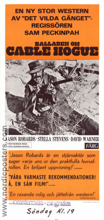 Balladen om Cable Hogue 1970 poster Jason Robards Stella Stevens David Warner Sam Peckinpah