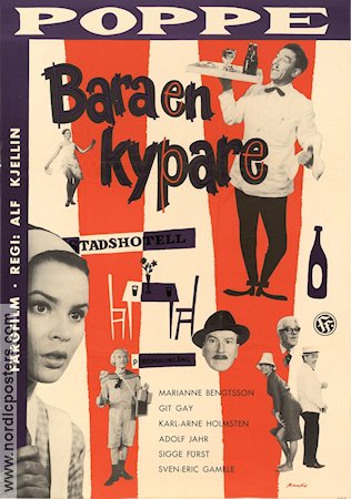 Bara en kypare 1959 movie poster Nils Poppe Marianne Bengtsson Git Gay Alf Kjellin