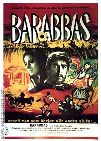 Barabbas 1962 poster Anthony Quinn Silvana Mangano Text: Pär Lagerkvist