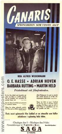 Canaris 1954 movie poster OE Hasse Barbara Rütting Adrian Hoven Alfred Weidenmann Find more: Nazi