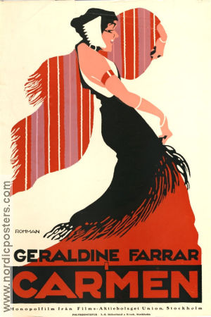 Carmen 1915 movie poster Geraldine Farrar Wallace Reid Cecil B DeMille Eric Rohman art