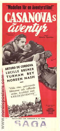 Casanovas äventyr 1948 poster Arturo de Cordova Lucille Bremer Turhan Bey Roberto Gavaldon