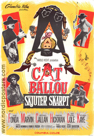 Cat Ballou 1965 movie poster Jane Fonda Lee Marvin Nat King Cole Elliot Silverstein