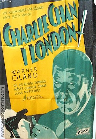 Charlie Chan in London 1934 movie poster Warner Oland Charlie Chan Eric Rohman art