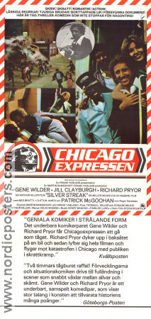 Silver Streak 1976 movie poster Gene Wilder Richard Pryor Jill Clayburgh Arthur Hiller Trains