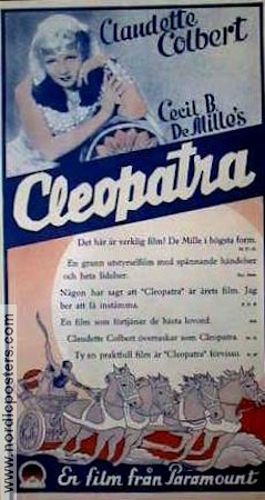 Cleopatra 1934 movie poster Claudette Colbert Cecil B DeMille Sword and sandal