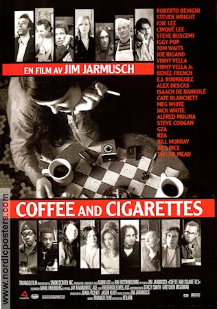 Coffee and Cigarettes 2003 poster Bill Murray Tom Waits Roberto Benigni Jim Jarmusch Mat och dryck Rökning