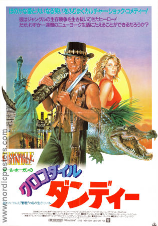 Crocodile Dundee 1986 poster Paul Hogan Linda Kozlowski John Meillon Peter Faiman Filmen från: Australia