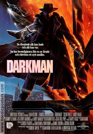 Darkman 1990 movie poster Liam Neeson Frances McDormand Colin Friels Sam Raimi From comics
