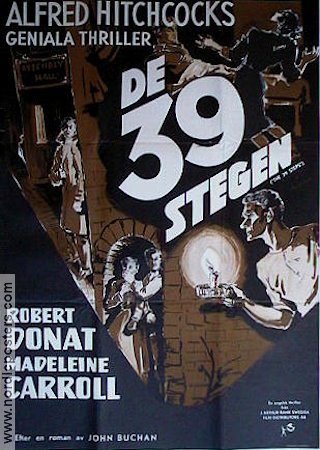 The 39 Steps 1935 movie poster Robert Donat Madeleine Carroll Alfred Hitchcock