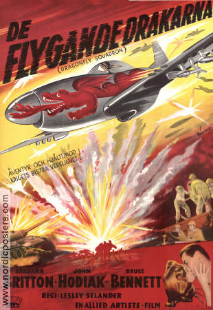 Dragonfly Squadron 1954 movie poster John Hodiak Barbara Britton Lesley Selander Poster artwork: Walter Bjorne Planes War