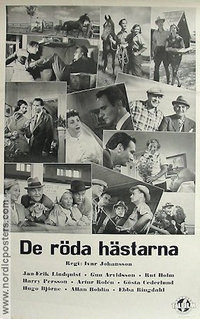 De röda hästarna 1954 movie poster Gun Arvidsson Jan-Erik Lindqvist Allan Bohlin Ivar Johansson Horses