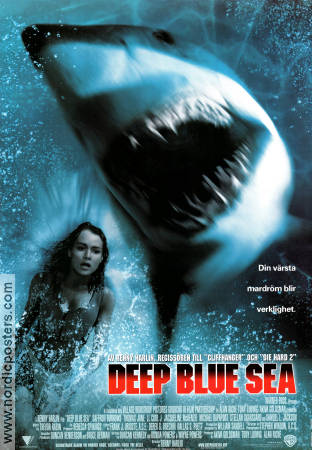Deep Blue Sea 1999 movie poster Thomas Jane Saffron Burrows Stellan Skarsgård Renny Harlin Fish and shark