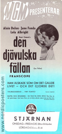 Den djävulska fällan 1964 poster Alain Delon Jane Fonda Lola Albright René Clément Rökning