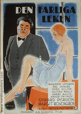 Den farliga leken 1933 movie poster Edvard Persson Marianne Löfgren