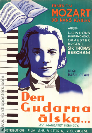 Whom the Gods Love 1936 movie poster Stephen Haggard Victoria Hopper Basil Dean Music: Wolfgang Amadeus Mozart Instruments