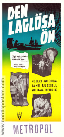 Den laglösa ön 1952 poster Robert Mitchum Jane Russell William Bendix Josef von Sternberg