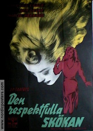 La Putain respectueuse 1952 movie poster Barbara Laage Writer: Jean Paul Sartre
