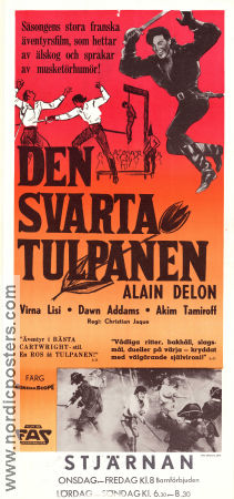 Den svarta tulpanen 1964 poster Alain Delon Virna Lisi Dawn Addams Christian-Jaque Äventyr matinée