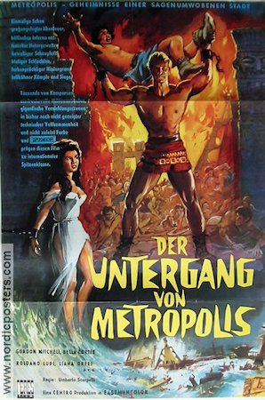 Der Untergang von Metropolis 1965 movie poster Gordon Mitchell Umberto Scarpelli Sword and sandal