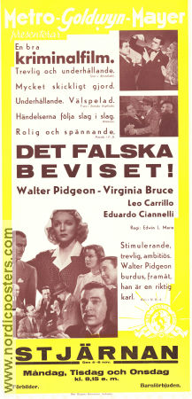 Det falska beviset 1939 poster Walter Pidgeon Virginia Bruce Leo Carrillo Edwin L Marin