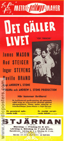 Det gäller livet 1958 poster James Mason Rod Steiger Inger Stevens Andrew L Stone Film Noir