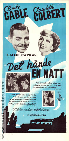 It Happened One Night 1934 movie poster Clark Gable Claudette Colbert Walter Connolly Frank Capra
