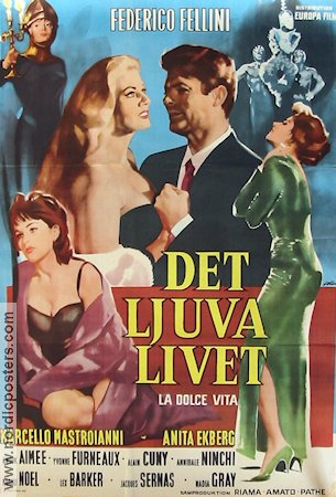 La Dolce Vita 1960 movie poster Anita Ekberg Marcello Mastroianni Anouk Aimée Federico Fellini Ladies