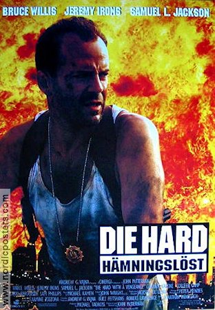 Die Hard hämningslöst 1995 poster Bruce Willis Jeremy Irons Samuel L Jackson John McTiernan