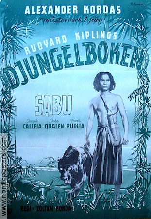 The Jungle Book 1942 movie poster Sabu Writer: Rudyard Kipling