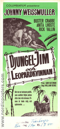 DjungelJim och leopardkvinnan 1950 poster Johnny Weissmuller Buster Crabbe Anita Lhoest William Berke