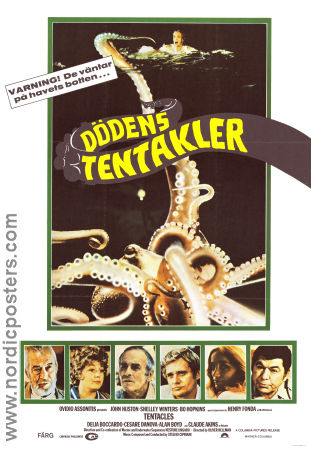 Tentacles 1977 movie poster John Huston Shelley Winters Ovidio G Assonitis Fish and shark