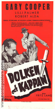 Dolken och kappan 1946 poster Gary Cooper Lilli Palmer Robert Alda Fritz Lang