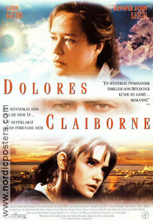 Dolores Claiborne 1995 movie poster Jennifer Jason Leigh Kathy Bates Christopher Plummer Taylor Hackford Writer: Stephen King